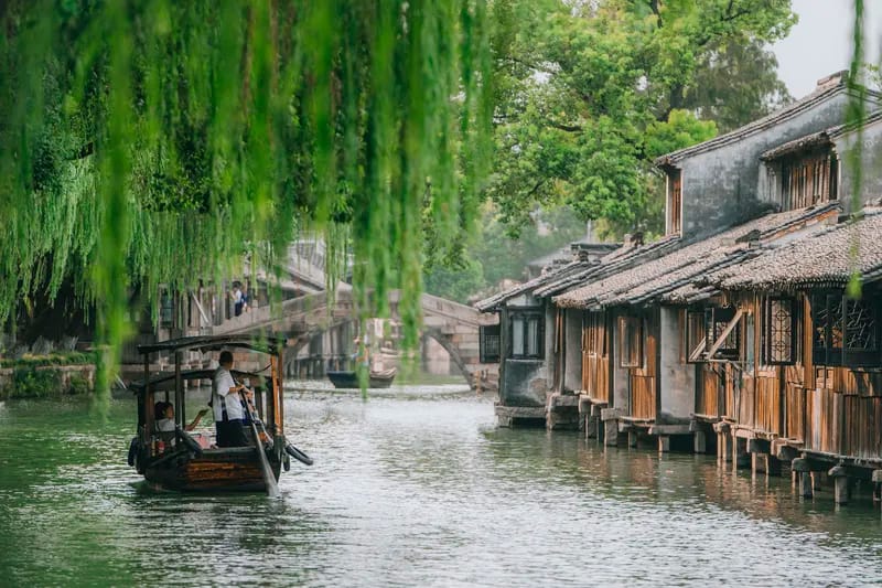 Traditional boat on a Wuzhen canal